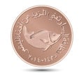 Obverse of Five fils UAE Bronze coin. Royalty Free Stock Photo